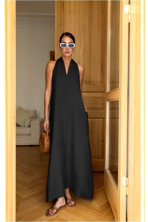 V Yaka Paraşüt Elbise