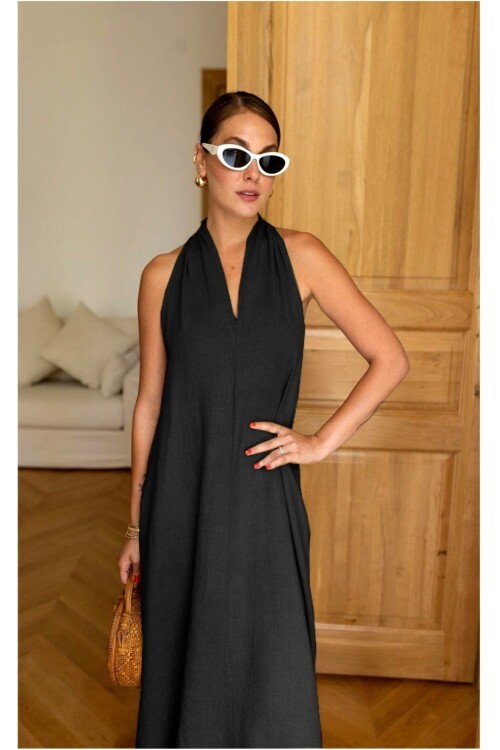 V Yaka Paraşüt Elbise