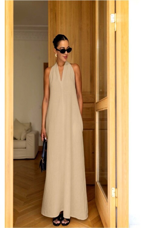 V Yaka Paraşüt Elbise