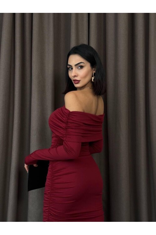 Tül Detaylı Straplez Elbise