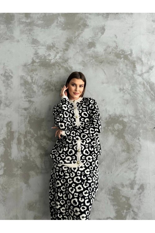 Desenli Triko Etekli Takım