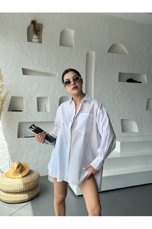Oversize Çizgili Gömlek
