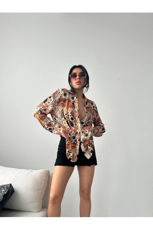 Desenli Oversize Gömlek