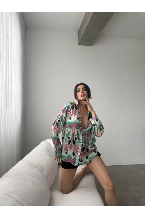 Desenli Oversize Gömlek
