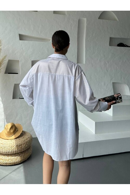 Oversize Çizgili Gömlek