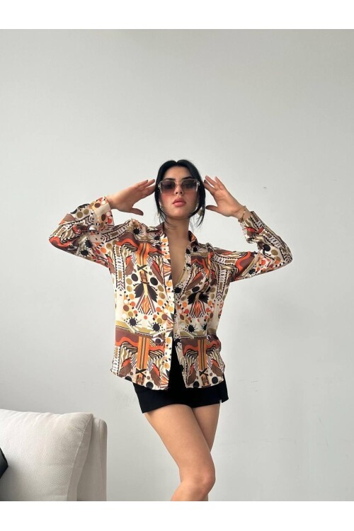 Desenli Oversize Gömlek