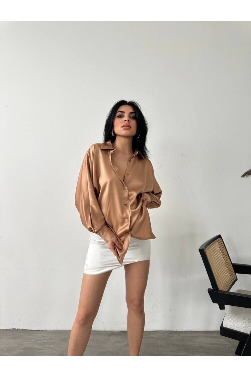 Dökümlü Saten Gömlek