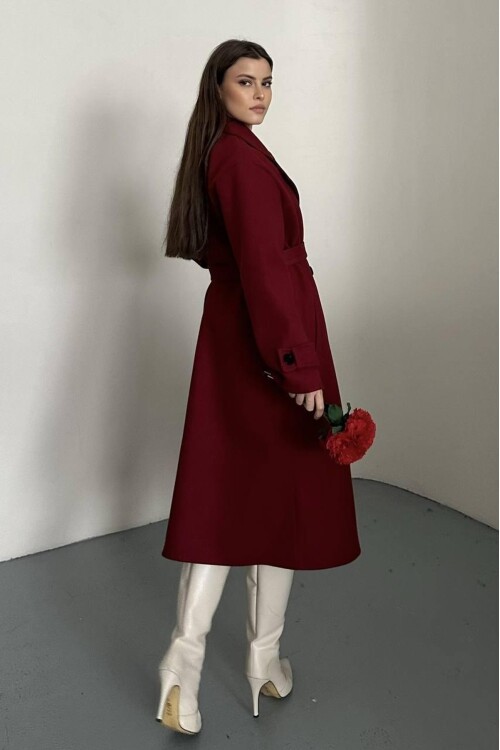 KUŞAKLI DÜĞME DETAYLI KAŞE KABAN