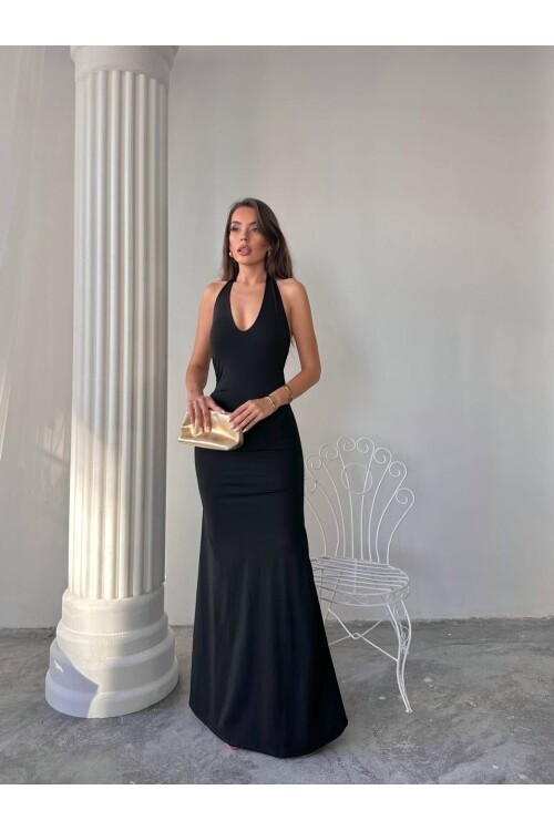 Maxi halter elbise