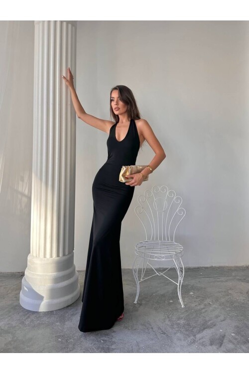 Maxi halter elbise