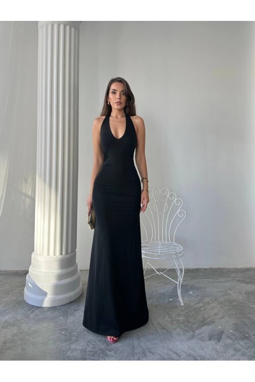 Maxi halter elbise