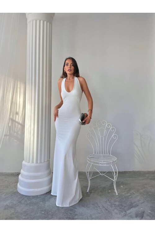 Maxi halter elbise
