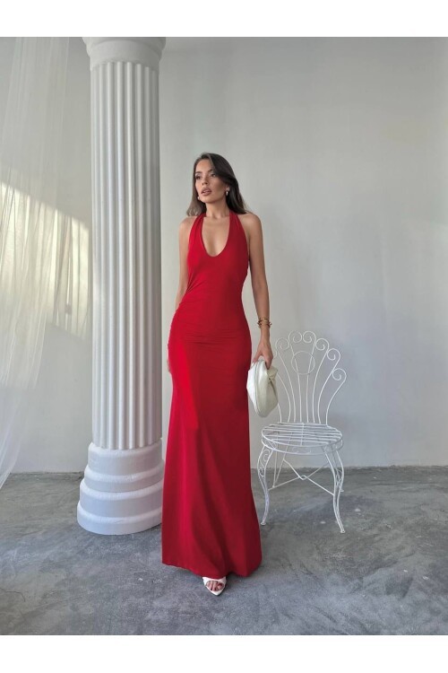 Maxi halter elbise