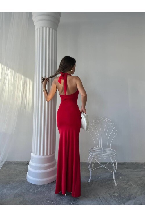 Maxi halter elbise