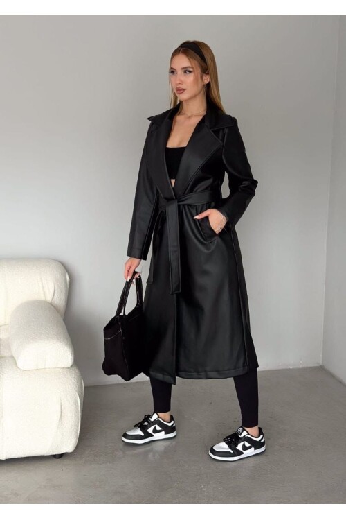 MİDİ BOY DERİ İÇİ ASTARLI TRENÇKOT