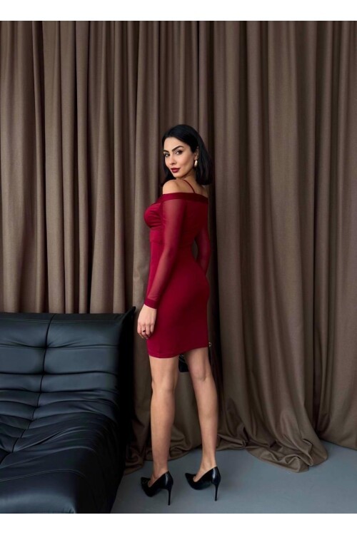 Omuz Detaylı Mini Elbise