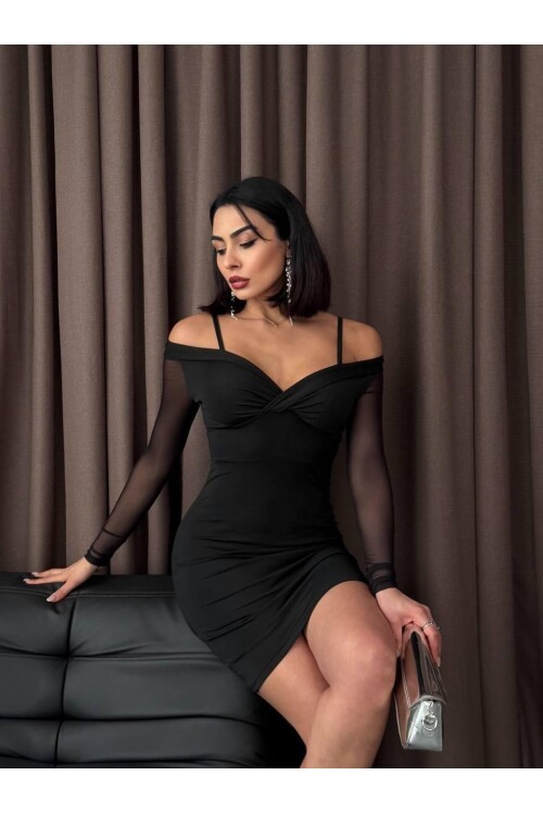 Omuz Detaylı Mini Elbise