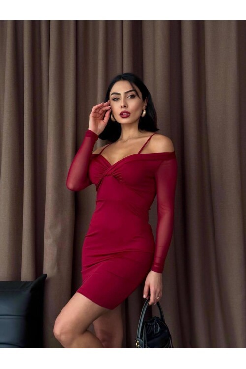 Omuz Detaylı Mini Elbise