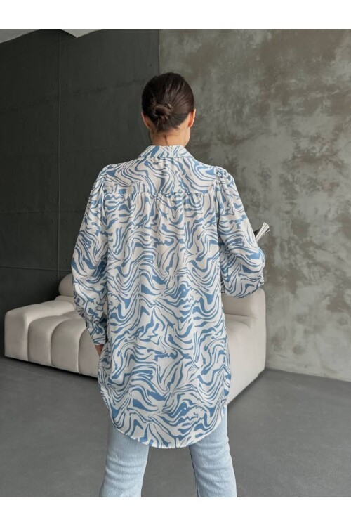 Desenli Dökümlü Saten Gömlek