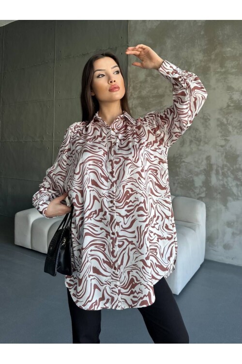 Desenli Dökümlü Saten Gömlek