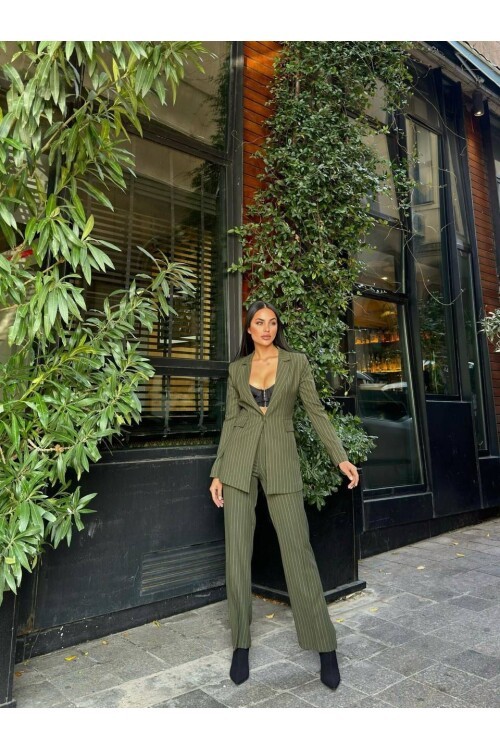 Çizgili Ceket & Pantolon İkili Takım