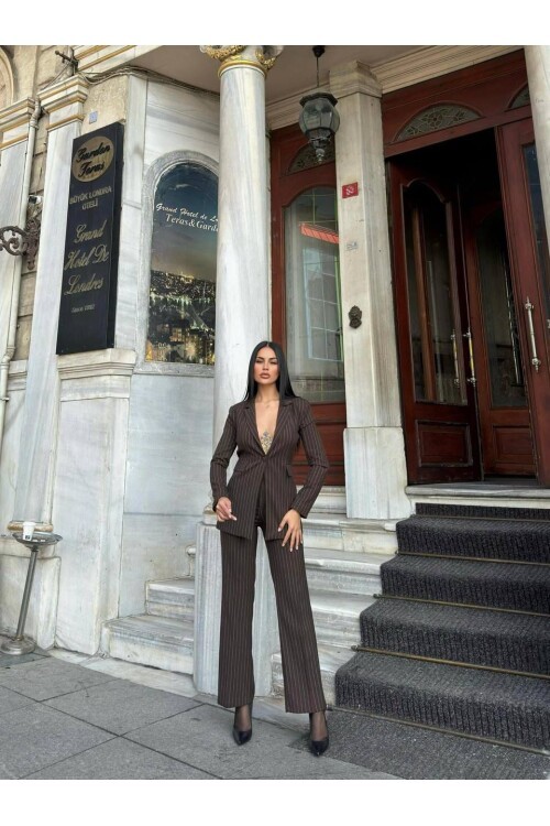 Çizgili Ceket & Pantolon İkili Takım