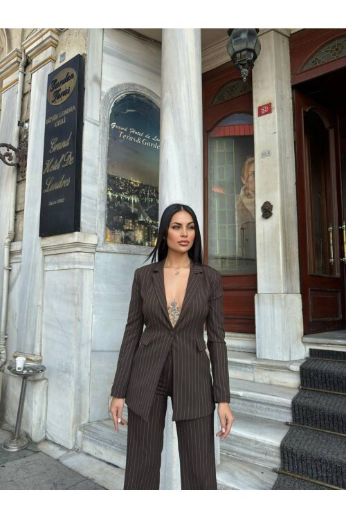 Çizgili Ceket & Pantolon İkili Takım