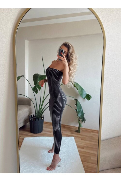 Taşlı Straplez Elbise