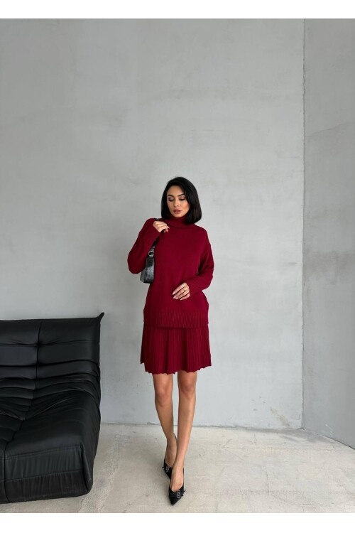 Balıkçı Yaka Kazak Etek İkili Takım