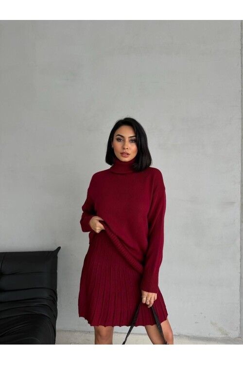 Balıkçı Yaka Kazak Etek İkili Takım