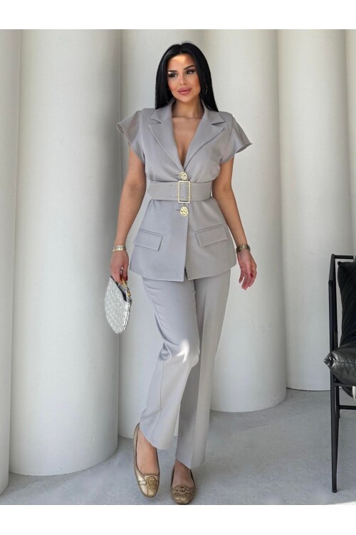 Vatkalı Yelek Pantolon İkili Takım