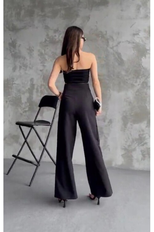 Yüksek Bel Cep Detay Rahat Pantalon