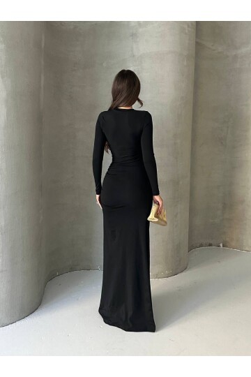 DERİN YIRTMAÇLI ELBİSE