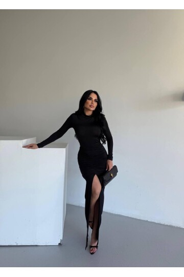 DRAPPE YIRMAÇLI MAXİ ELBİSE