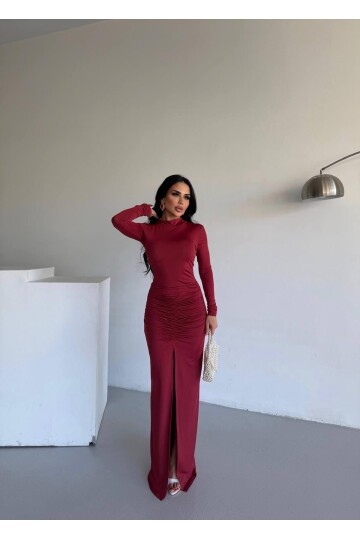 DRAPPE YIRMAÇLI MAXİ ELBİSE