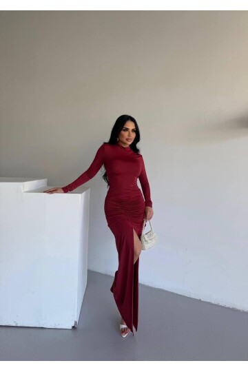 DRAPPE YIRMAÇLI MAXİ ELBİSE