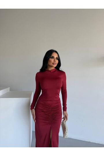 DRAPPE YIRMAÇLI MAXİ ELBİSE