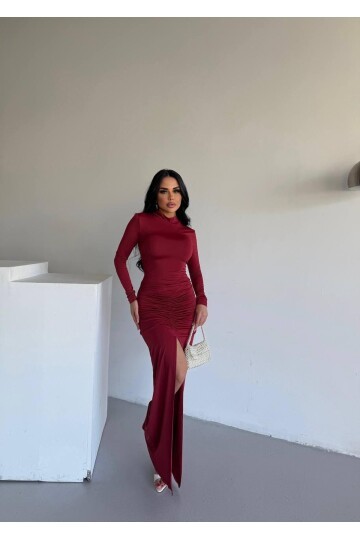 DRAPPE YIRMAÇLI MAXİ ELBİSE