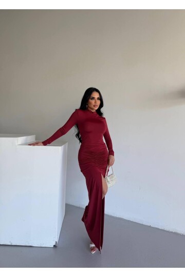 DRAPPE YIRMAÇLI MAXİ ELBİSE