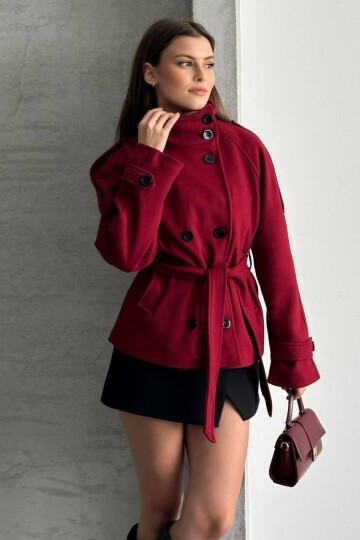 DÜĞMELİ KUŞAKLI KAŞE KISA KABAN