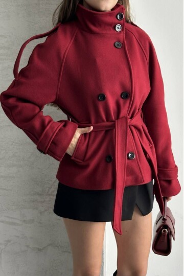 DÜĞMELİ KUŞAKLI KAŞE KISA KABAN