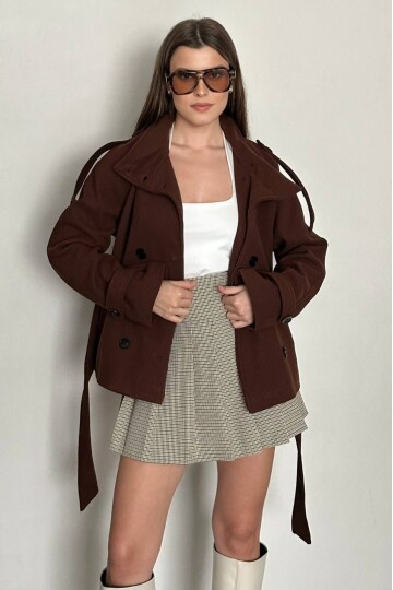 DÜĞMELİ KUŞAKLI KAŞE KISA KABAN