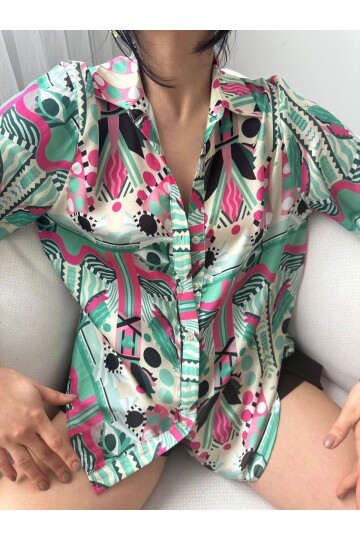 Desenli Oversize Gömlek