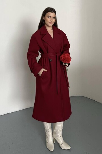 KUŞAKLI DÜĞME DETAYLI KAŞE KABAN