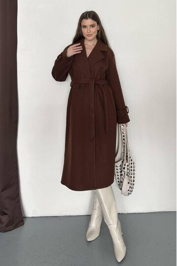 KUŞAKLI DÜĞME DETAYLI KAŞE KABAN