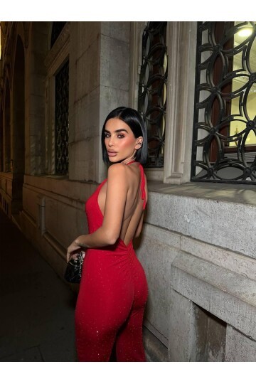 TAŞ DİZAYN SIRT DEKOLETELİ TULUM