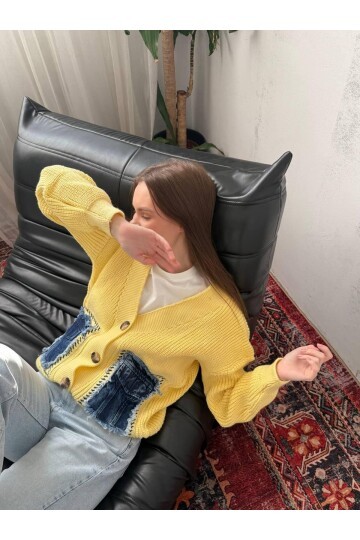 TRİKO DENİM CEPLİ HIRKA