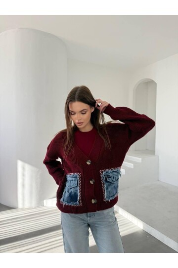 TRİKO DENİM CEPLİ HIRKA