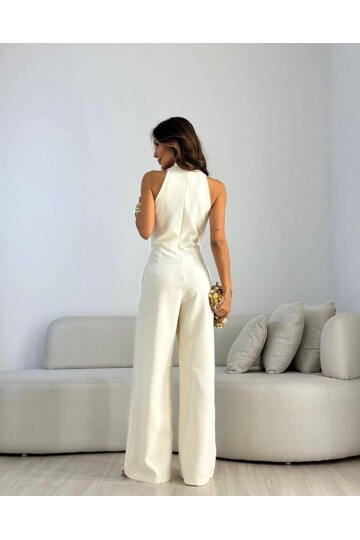 KUŞAK DETAYLI KISA KOLLU TULUM