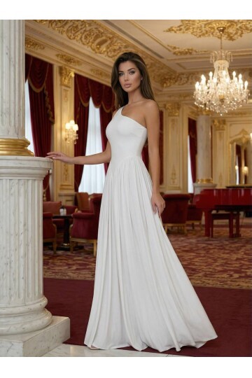 TEK OMUZ MAXİ BOY ELBİSE